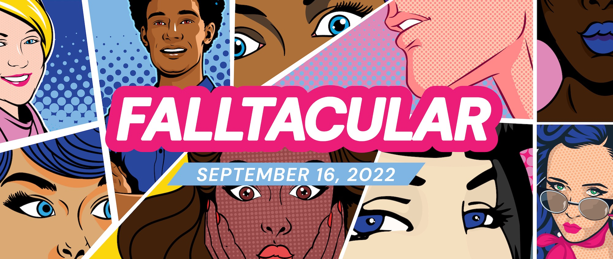 Falltacular collage with pop art stylized illustrations